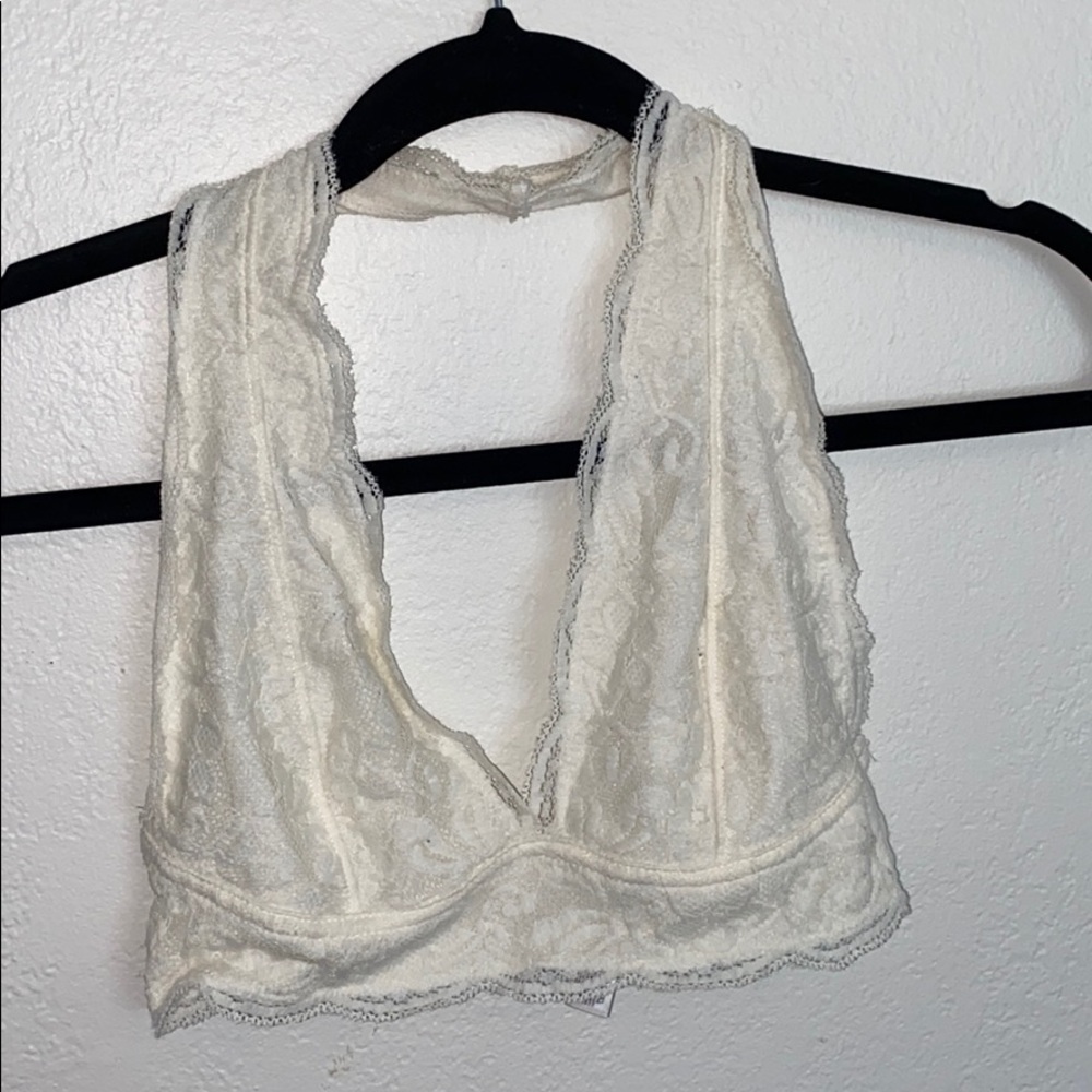 Black & white halter bralette